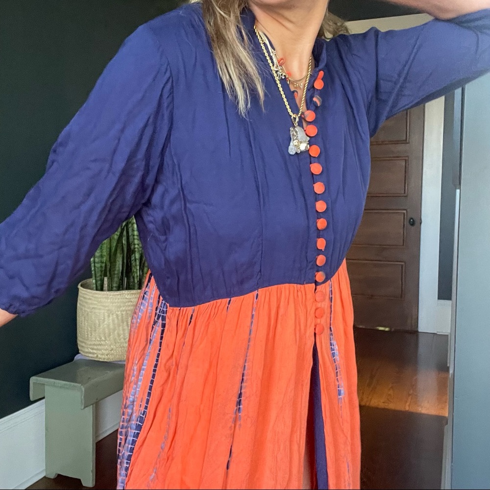 The Ratzt Staple Blue and Orange Tie Dyed Maxi Dress - Picture 7 of 10